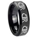 8mm Multiple CTR Beveled Edges Black Tungsten Promised Ring