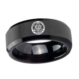 10mm-U.S.-Army-Beveled-Edges-Black-Tungsten-Carbide-Men's-Wedding-Band