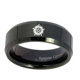 5, 8mm Supernatural Beveled Edge Polish Black Personalized Wedding Bands