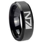 His Hers N7 Design Beveled Edges Black Tungsten Promise Ring Set