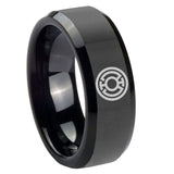 8mm Blue Lantern Beveled Edge Polish Black Personalized Wedding Bands