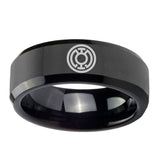 5, 8mm Blue Lantern Beveled Edge Polish Black Personalized Wedding Bands