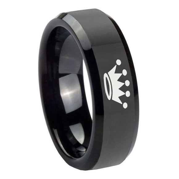 10mm-Crown-Beveled-Edges-Black-Tungsten-Carbide-Personalized-Ring