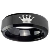 10mm Crown Beveled Edge Black Tungsten Ring