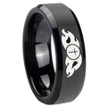 10mm Flamed Cross Beveled Edges Black Tungsten Carbide Men's Engagement Band