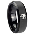 10mm GI Joe Eagle Beveled Edges Black Tungsten Carbide Mens Engagement Ring