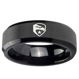 5mm GI Joe Eagle Beveled Edge Black Tungsten Ring