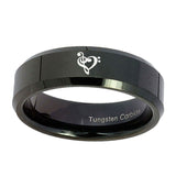 10mm-Music-&-Heart-Beveled-Edges-Black-Tungsten-Carbide-Mens-Ring-Personalized
