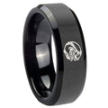 10mm Angry Baseball Beveled Edges Black Tungsten Carbide Custom Ring for Men