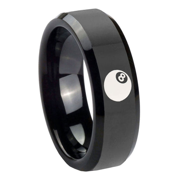 10mm-8-Ball-Beveled-Edges-Black-Tungsten-Carbide-Mens-Wedding-Ring