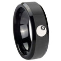 10mm 8 Ball Beveled Edges Black Tungsten Carbide Mens Wedding Ring