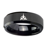 10mm-Klingon-Beveled-Edges-Black-Tungsten-Carbide-Bands-Ring