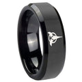 10mm Klingon Beveled Edges Black Tungsten Carbide Bands Ring