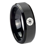 10mm-Magic-The-Gathering-Beveled-Edges-Black-Tungsten-Carbide-Custom-Mens-Ring