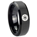 10mm Magic The Gathering Beveled Edges Black Tungsten Carbide Custom Mens Ring