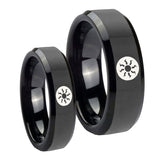 His Hers Magic The Gathering Beveled Black Tungsten Mens Anniversary Ring Set