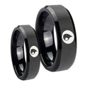 Magic GatheRing Beveled Edges Black Tungsten Bridal Set Rings