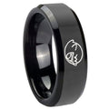 10mm Mario Boo Ghost Beveled Edges Black Tungsten Carbide Men's Promise Rings