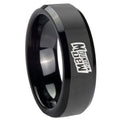 10mm Mountain Dew Beveled Edges Black Tungsten Carbide Mens Promise Ring