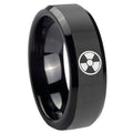 10mm Radiation Beveled Edges Black Tungsten Carbide Men's Engagement Ring