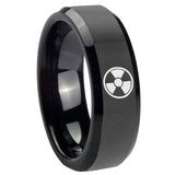 8mm Radiation Beveled Edges Black Tungsten Carbide Custom Mens Ring
