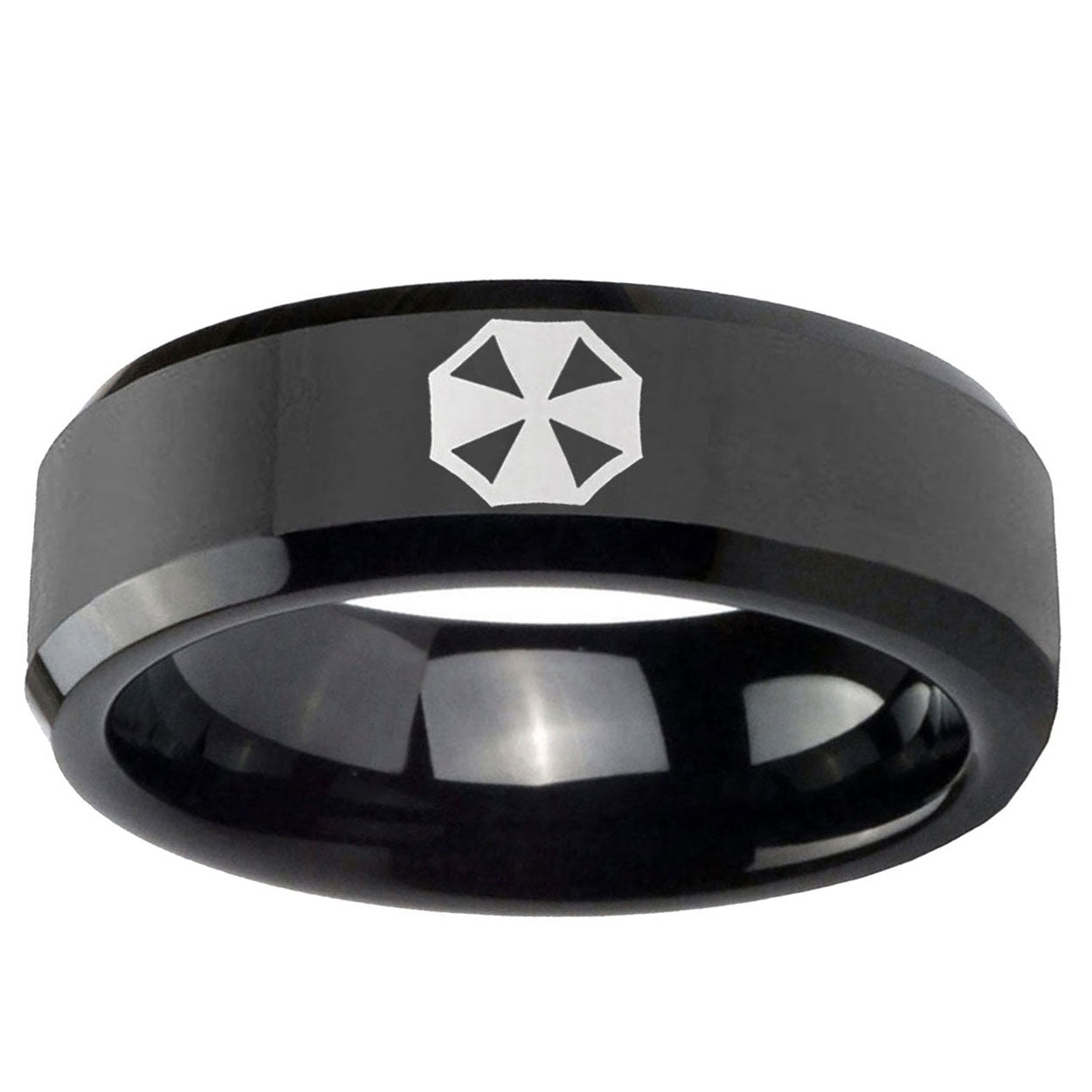 10mm Resident Evil Beveled Edge Black Tungsten Ring
