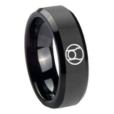 8mm Red Lantern Beveled Edge Polish Black Men's Tungsten Wedding Bands