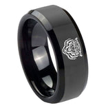 10mm-Lion-Beveled-Edges-Black-Tungsten-Carbide-Men's-Wedding-Band