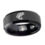 10mm-Fishing-Beveled-Edges-Black-Tungsten-Carbide-Men's-Wedding-Band