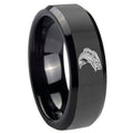 10mm Fishing Beveled Edges Black Tungsten Carbide Men's Wedding Band