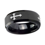 8mm-Christian-Cross-Religious-Beveled-Edges-Black-Tungsten-Carbide-Mens-Engagement-Band