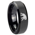 10mm Chimpanzee Beveled Edges Black Tungsten Carbide Men's Wedding Band