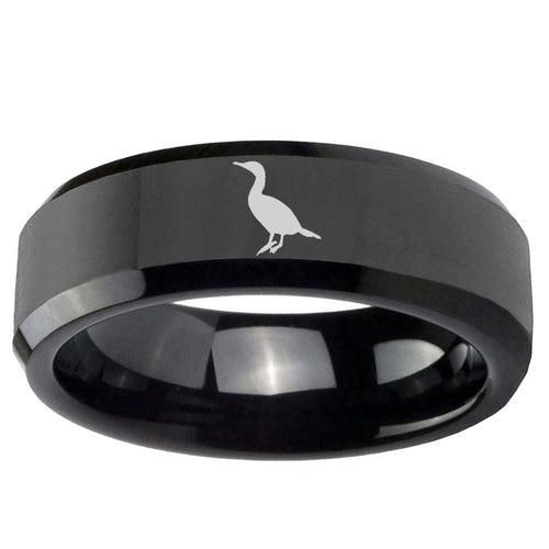 10mm Cormorant Beveled Edge Black Tungsten Ring
