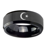 8mm-Crescent-Moon-Stars-Beveled-Edges-Black-Tungsten-Carbide-Mens-Engagement-Band