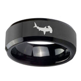10mm-Hammerhead-Shark-Beveled-Edges-Black-Tungsten-Carbide-Men's-Wedding-Band