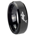 10mm Keller Whale Beveled Edges Black Tungsten Carbide Men's Wedding Band