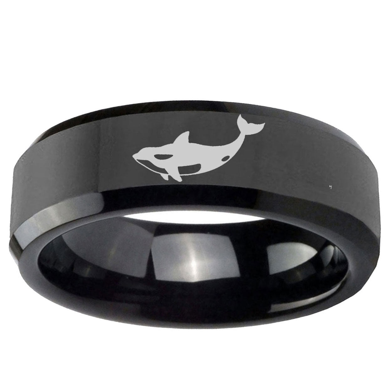 10mm Keller Whale Beveled Edge Black Tungsten Ring