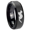10mm Otter Beveled Edges Black Tungsten Carbide Men's Wedding Band