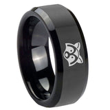 10mm-Raccoon-Animal-Beveled-Edges-Black-Tungsten-Carbide-Men's-Wedding-Band