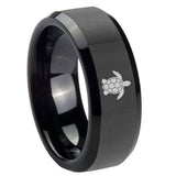 8mm Sea Turtle Beveled Edge Polish Black Men's Tungsten Wedding Bands