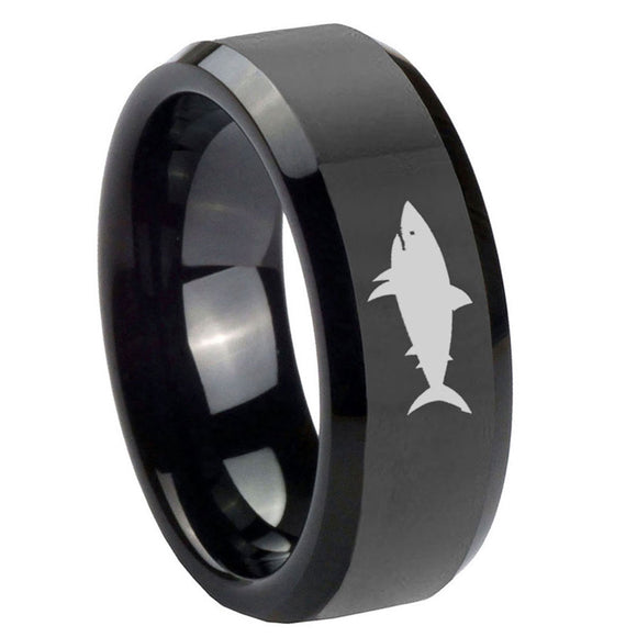 10mm-Shark-Beveled-Edges-Black-Tungsten-Carbide-Men's-Wedding-Band