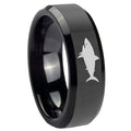 10mm Shark Beveled Edges Black Tungsten Carbide Men's Wedding Band