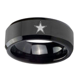 10mm-Cowboys-Star-Beveled-Edges-Black-Tungsten-Carbide-Men's-Wedding-Band