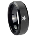 10mm Cowboys Star Beveled Edges Black Tungsten Carbide Men's Wedding Band