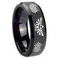 8mm Zelda Majora's Mask Beveled Edge Polish Black Tungsten Ring