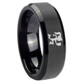 10mm Hatchet Woman Beveled Edges Black Tungsten Carbide Men's Wedding Band