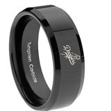 10mm-LA-Dogers-MLB-Baseball-Beveled-Edges-Black-Tungsten-Mens-Ring-Engraved