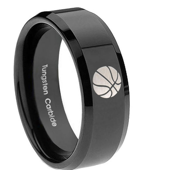 10mm-Basketball-Beveled-Edges-Black-Tungsten-Carbide-Mens-Ring-Personalized