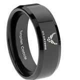 10mm-US-Air-Force-Glossy-Black-Beveled-Edges-Tungsten-Carbide-Men's-Ring