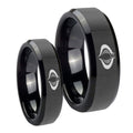 Cobra Beveled Edges Black Tungsten His Hers Set Rings